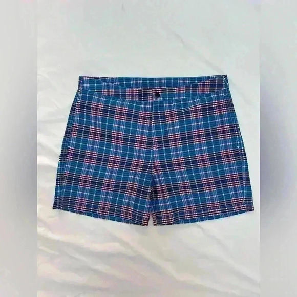 Bugatchi NEW Men’s Red White and Blue Plaid Textured Lightweight Swim Trunks - Picture 1 of 13